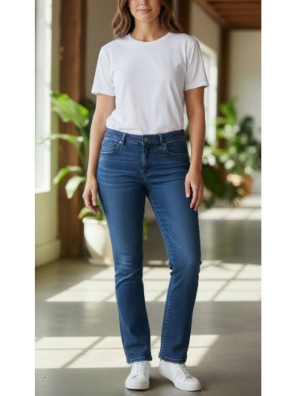ST JOHNS BAY Stretch Straight Leg Denim Jeans Ladies Size 14P